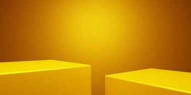 Altın soyut geometrik arkaplanın 3D görüntüsü. Lüks konsept. Reklam, teknoloji, vitrin, afiş, kozmetik, moda, iş. Bilim-Kurgu İllüstrasyonu. Ürün görüntüsü