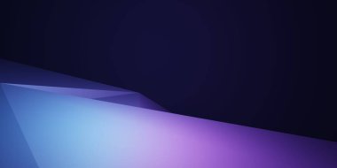 Mor ve mavi soyut geometrik arkaplanın 3D görüntüsü. Reklam, teknoloji, vitrin, afiş, kozmetik, moda, iş dünyası, meta-evren sahnesi. Bilim-Kurgu İllüstrasyonu. Ürün görüntüsü