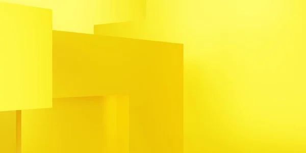 Renderização Fundo Geométrico Abstrato Amarelo Cena Para Publicidade Tecnologia Vitrine — Fotografia de Stock