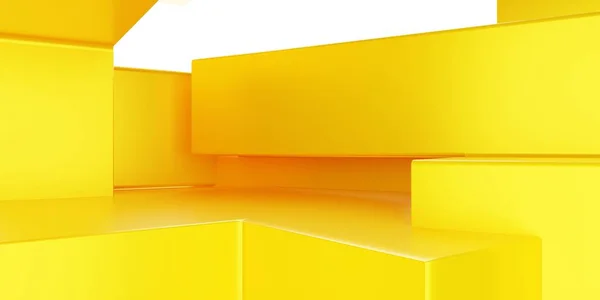 Rendering Von Gelbem Abstrakten Geometrischen Hintergrund Szene Für Werbung Technologie — Stockfoto