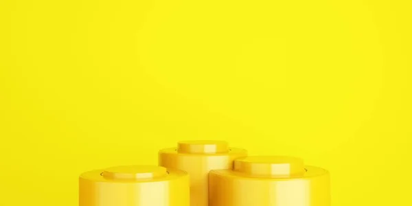 Візуалізація Жовтого Подіуму Абстрактного Геометричного Фону Сцена Реклами Технологій Вітрини — стокове фото