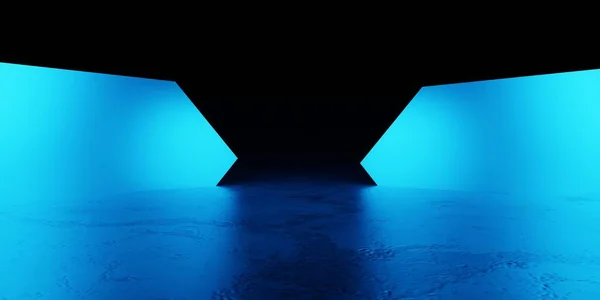 Rendering Blue Abstract Geometric Background Scene Advertising Showroom Technology Banner — Stock Fotó