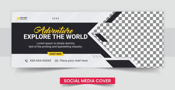 Travel Holiday Vacation Social Media Cover — Vector de stock