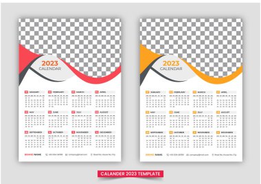 Print Ready One Page wall calendar template design for 2023, Week starts on Sunday calendar design 2023, Print Ready singlepage wall calendar template design for 2023, 2023 calendar template