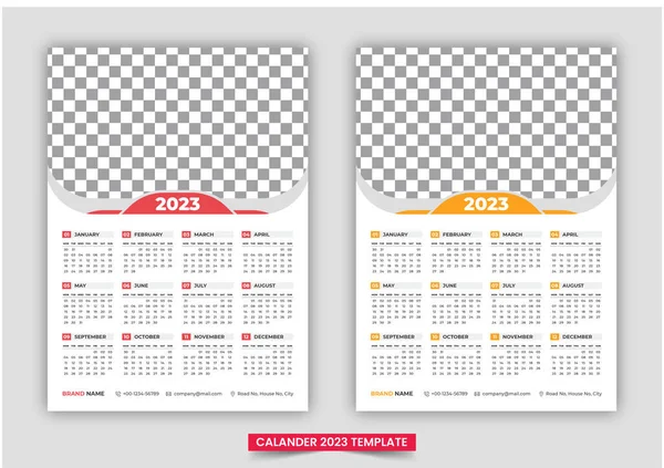 Print Ready One Page Wall Calendar Template Design 2023 Week — Image vectorielle