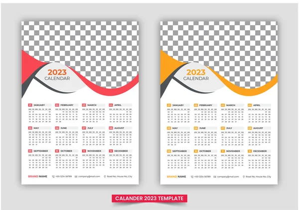 Print Ready One Page Wall Calendar Template Design 2023 Week — Stock Vector