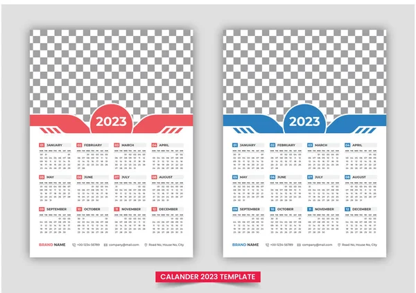 Print Ready One Page Wall Calendar Template Design 2023 Week — Stock Vector