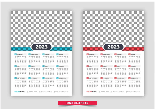 Print Ready One Page Wall Calendar Template Design 2023 Week — Image vectorielle