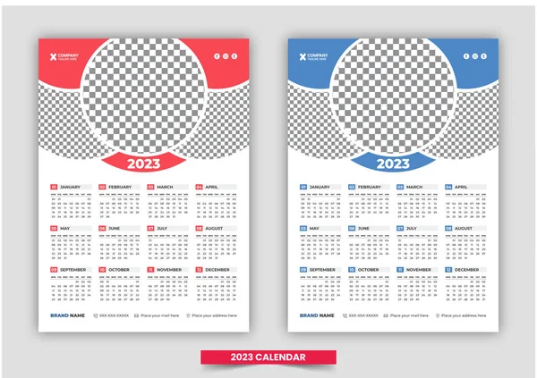 Print Ready One Page Wall Calendar Template Design 2023 Week — Image vectorielle