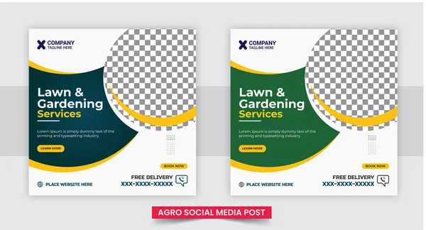 Agro Farm Services Social Media Banner Template Design Agriculture Farming — Vetor de Stock