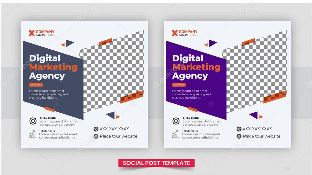 Digital business marketing social media post template. Social media post design template Slides abstract Unique Editable modern Social Media banner Elegant sale and discount promo Vector.