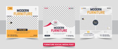 Mobilya sosyal medya satış sonrası afiş şablonu. Modern mobilya satışı için düzenlenebilir sosyal medya şablonu
