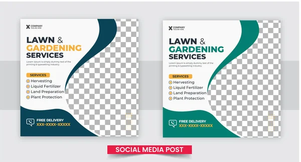 Υπηρεσίες Αγροκτήματος Social Media Post Web Banner Design — Διανυσματικό Αρχείο