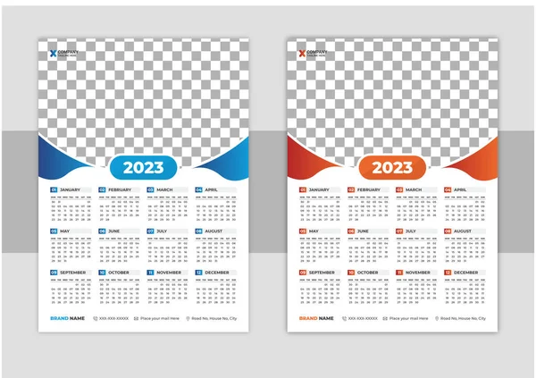 2023 için Hazır Bir Sayfa Takvim Şablonu Tasarımı, Pazar takvimi Tasarımı 2023, 2023 için Tek Sayfa Duvar Şablonu Tasarımı Yazdır, Fotoğraf İçin Yer ile Planlayıcı Günlüğü