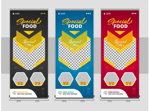 Food Restaurant Roll Banner Design Template — Stock Vector