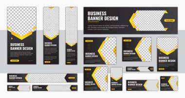 Soyut afiş tasarımı ağ şablonu seti, Yatay başlık web pankartı. Web sitesi tasarımı için modern kapak başlığı arka planı, Sosyal Medya Kapak reklamları, broşür, davetiye kartı