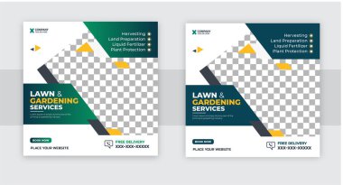 Çiftlik Tarım Bahçesi Hizmetleri Sosyal Medya veya Web Banner Şablonu Tasarım Vektörü Premium, Sosyal Medya Postası, Web Afişi, Flyer, Peyzaj Hizmetleri, Organik Tarım, Tarım Sanayii, Bahçıvanlık.