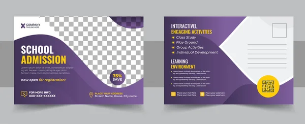 Çocuklar okula geri dönüyor. Giriş kartpostalı taslağı. Modern profesyonel okul giriş kartı şablonu