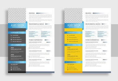 Modern Özgeçmiş ve Kapak Harf Düzeni İş Uygulamaları için Vektör Şablonu, Minimalist özgeçmiş cv şablonu, Özgeçmiş tasarım şablonu, cv tasarımı