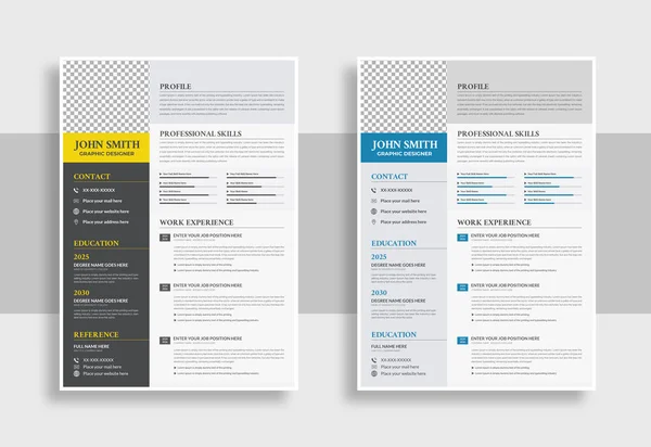 Modern Resume Cover Letter Layout Vector Template Business Job Applications — Vetor de Stock