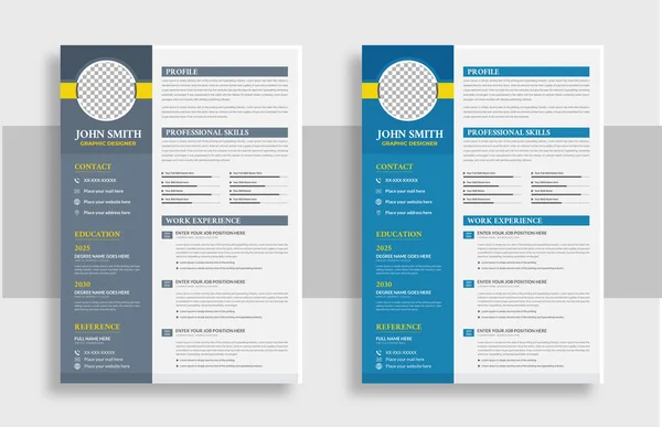 Modern Resume Cover Letter Layout Vector Template Business Job Applications — Stock Vector