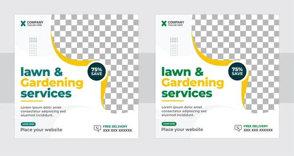 Lawn Mower Garden Atau Landscaping Service Social Media Post Dan - Stok Vektor