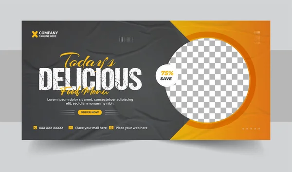 Fast Food Business Promotion Web Banner Template Design Restaurant Healthy — Archivo Imágenes Vectoriales