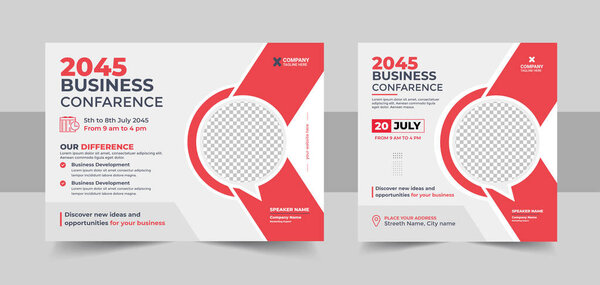 Business Conference live webinar banner invitation and social media post template, Business webinar invitation design Vector