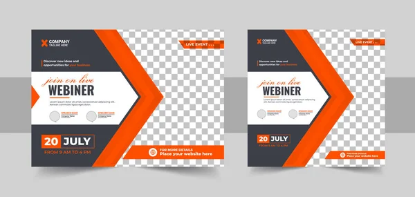 Business Conference Live Webinar Banner Invitation Social Media Post Template — Stockvector