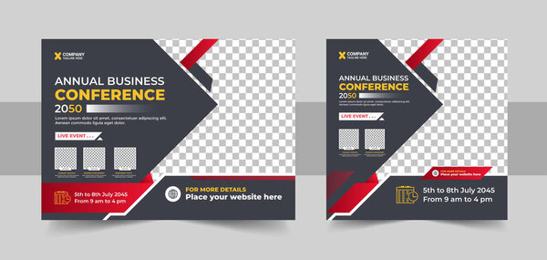 Business Conference live webinar banner invitation and social media post template, Business webinar invitation design Vector