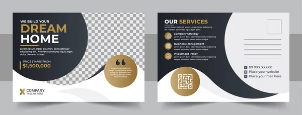 Corporate Onroerend Goed Ansichtkaart Template Ontwerp Moderne Elegante Ansichtkaart Template — Stockvector