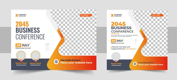 Corporate Horizontale Business Conference Flyer Template Met Social Media Post — Stockvector