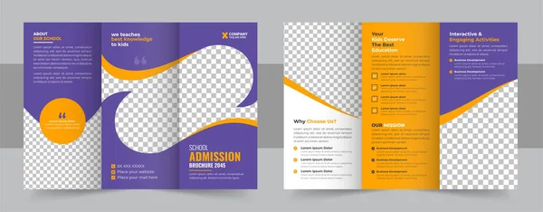 School Trifold Brochure Design Kids Back School Education Admission Trifold — Stockvector
