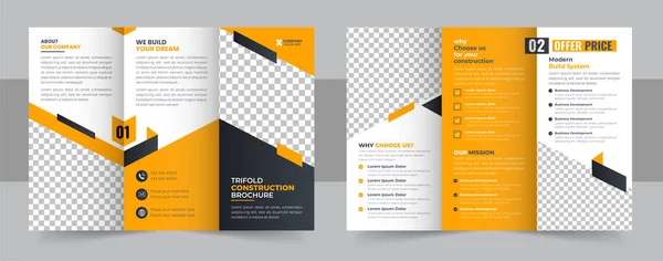 Construction Trifold Brochure Template Design Construction Business Trifold Brochure Template — 스톡 벡터