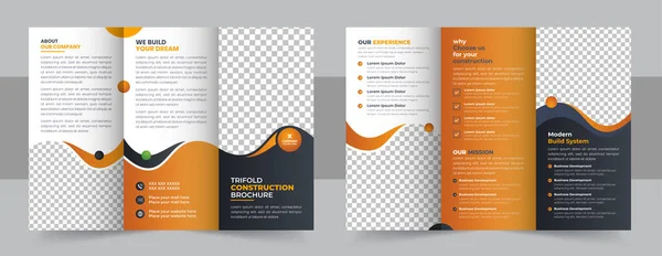 Construction Trifold Brochure Template Design Construction Business Trifold Brochure Template — Διανυσματικό Αρχείο