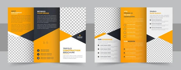 Construction Trifold Brochure Template Design Construction Business Trifold Brochure Template — Stockvektor