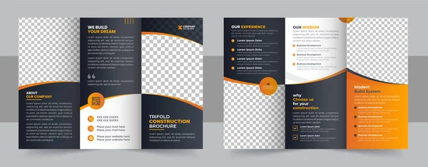 Construction Trifold Brochure Template Design Construction Business Trifold Brochure Template — Stockvektor