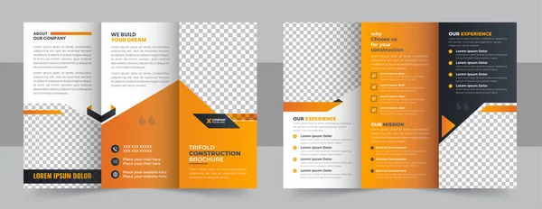 Construction Trifold Brochure Template Design Construction Business Trifold Brochure Template — Stockvector