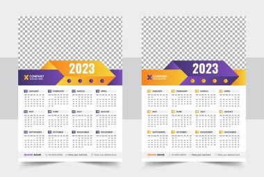 2023 için Hazır Bir Sayfa Takvim Şablonu Tasarımı, Pazar takvimi Tasarımı 2023, 2023 için Tek Sayfa Duvar Şablonu Tasarımı Yazdır, Fotoğraf İçin Yer ile Planlayıcı Günlüğü