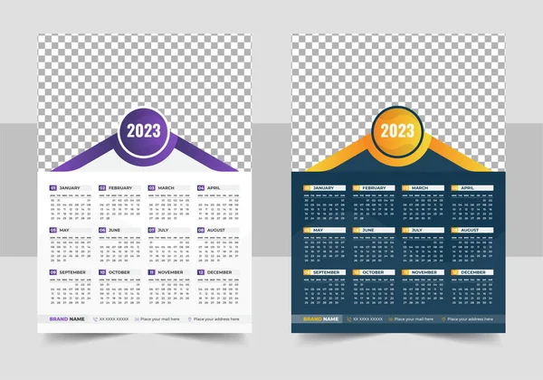 Print Ready One Page Design Modelo Calendário Parede Para 2023 —  Vetores de Stock