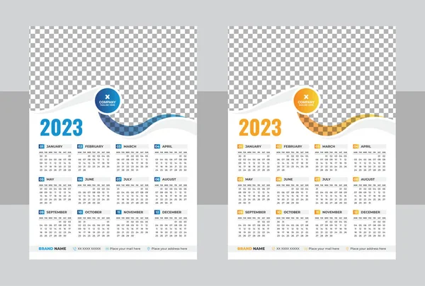 2023 Calendar Layout One Page Wall Calendar Template Design 2023 — Image vectorielle