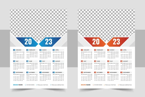 2023 Calendar Layout One Page Wall Calendar Template Design 2023 — Image vectorielle