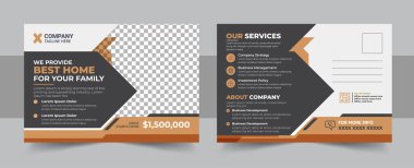 Corporate business or marketing agency postcard template, Real Estate Agent and Construction Business Postcard Template design