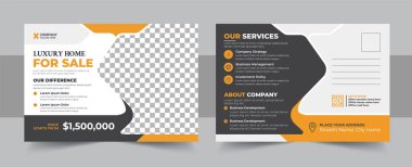 Corporate business or marketing agency postcard template, Real Estate Agent and Construction Business Postcard Template design