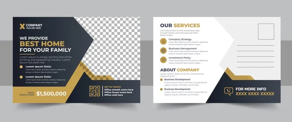 Corporate Business Marketing Agency Postcard Template Real Estate Agent Construction — Stockvector