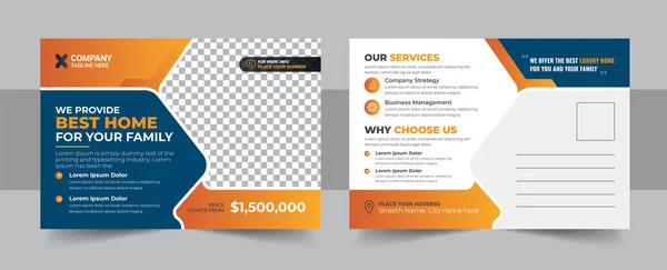 Corporate Business Marketing Agency Postcard Template Real Estate Agent Construction — Stockvector