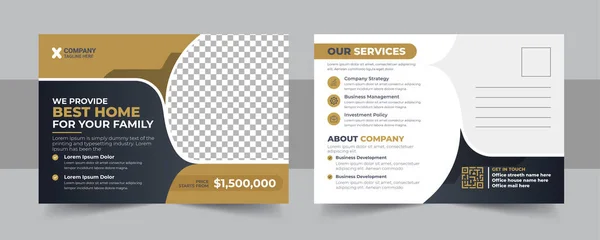 Corporate Business Marketing Agency Postcard Template Real Estate Agent Construction — Stockvector