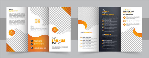 Trifold Travel Brochure Template, Creative and Professional Travel Agency Trifold Brochure Layout