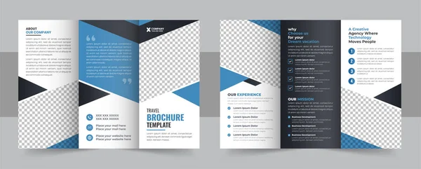 Trifold Travel Brochure Template Creative Professional Travel Agency Trifold Brochure — Stockový vektor