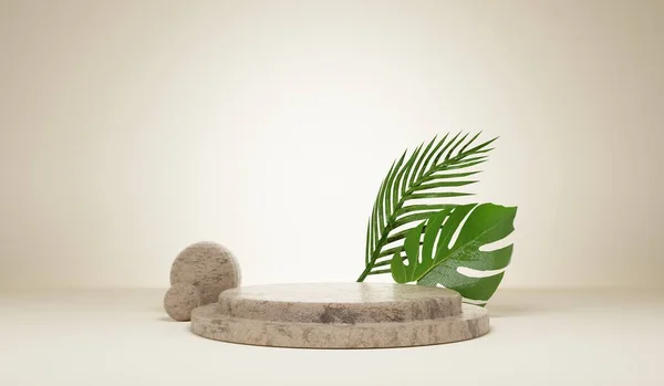 Toprak tonundaki silindir ahşap podyum 3D iz bırakıyor.